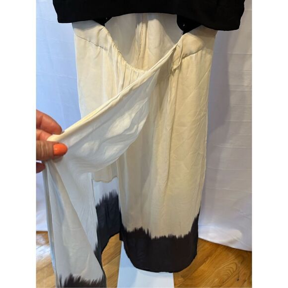 ALC Dip Dye Cutout Midi Dress Black Off White 2014 Large Sleeveless Silk - Picture 8 of 13